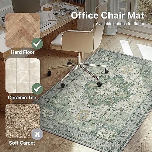 Miniatura 39 de Tapete para silla de oficina y suelo de azulejos de madera dura, para debajo del escritorio, de vinilo fino, lavable a máquina y antideslizante