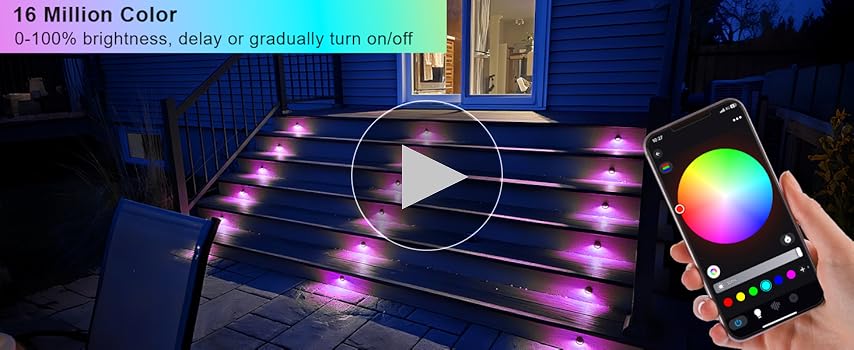 Low Voltage RGB Step Lights Kit, 20-Pack 1.38inch Half Moon