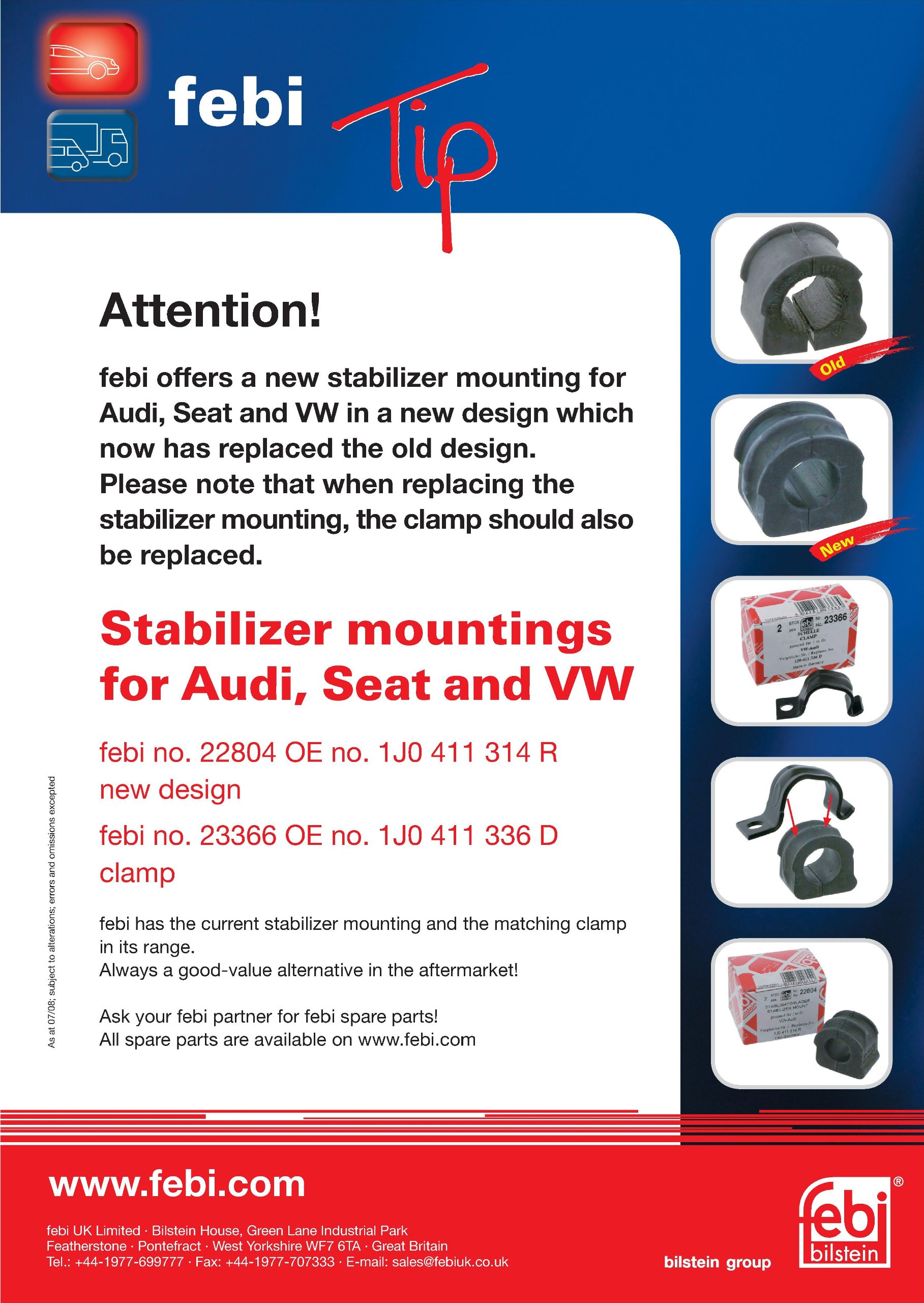 Febi Bilstein Stabilisatorlager 22804 - OE Qualität Für Audi, VW, Seat, Skoda