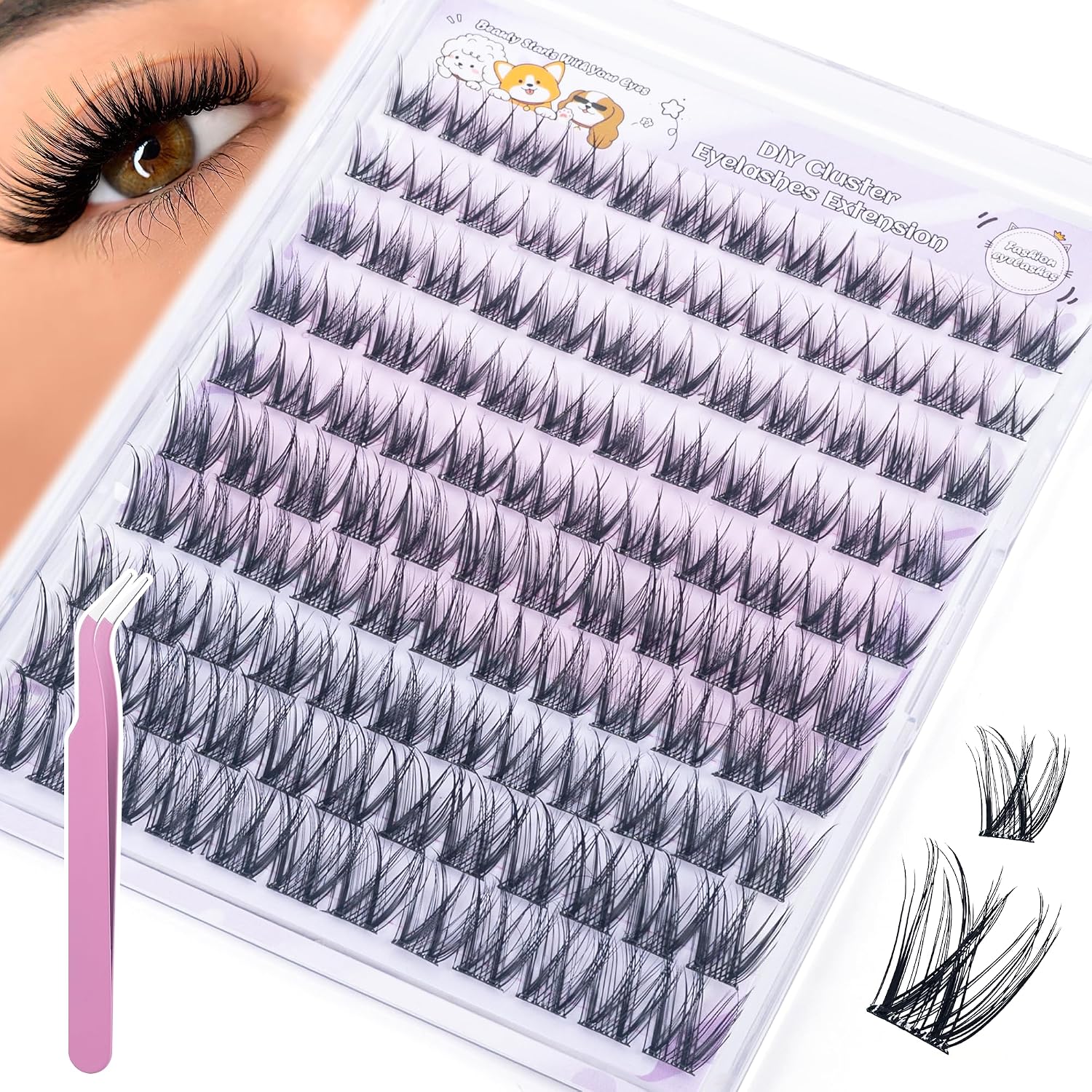 Self Adhesive Eyelashes Kit - Fluffy Individual Lashes