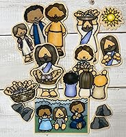 Vista 4 de Jesus Feeds The 5000 Bible Felt Board Story for Flannel Boards