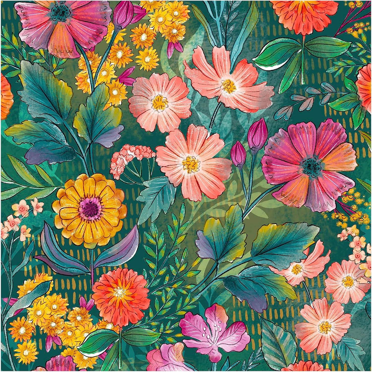 HAOKHOME Peel and Stick Wallpaper Floral Renter Friendly Wall Paper Green/Purple/Pink for Bathroom Kitchen Contact Paper 17.3in x 32.8ft