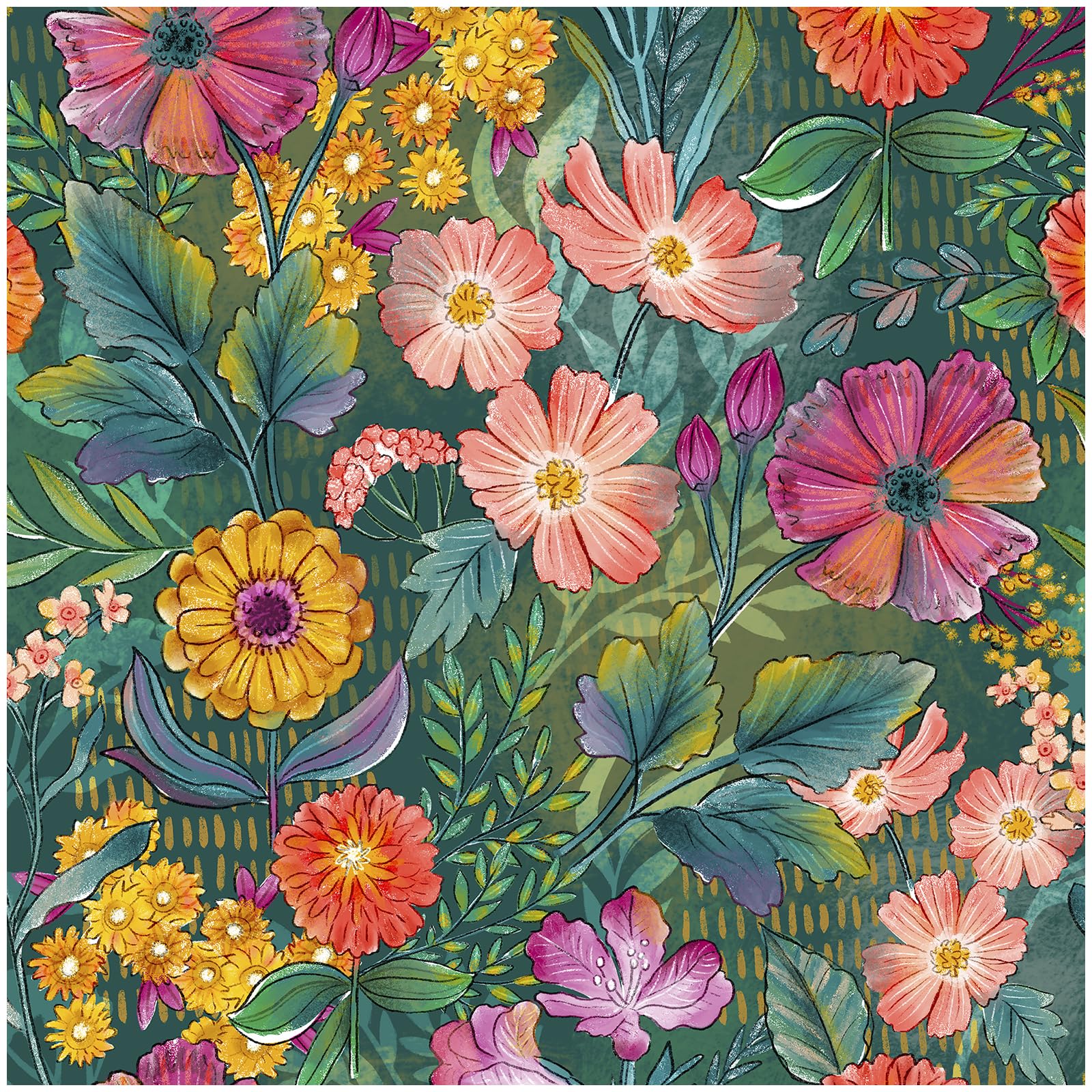 HAOKHOME Peel and Stick Wallpaper Green Pink Floral Wall Paper for Bathroom