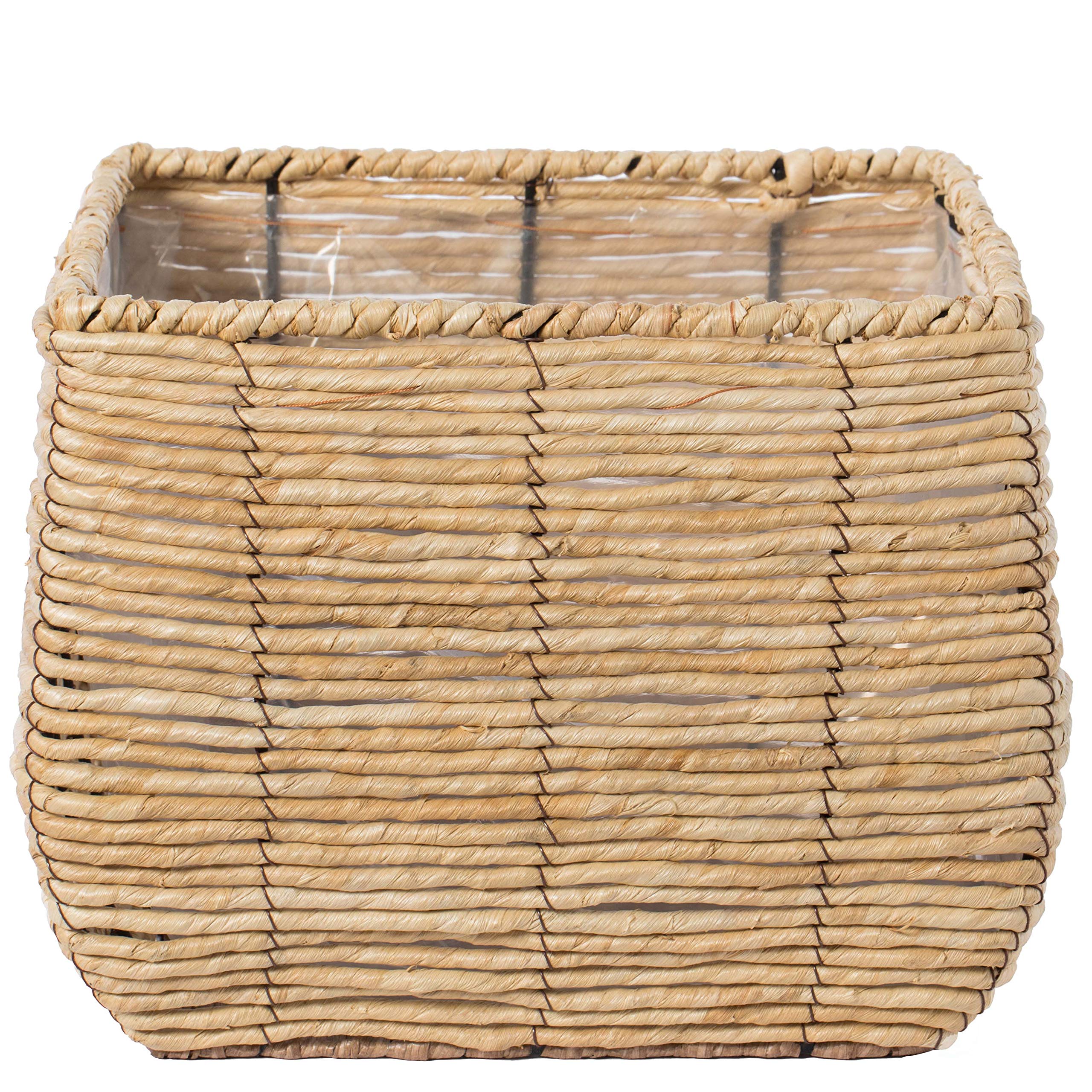 Vintiquewise QI003833.L Pflanzgefäß mit auslaufsicherem Kunststofffutter, quadratisch, groß, beige