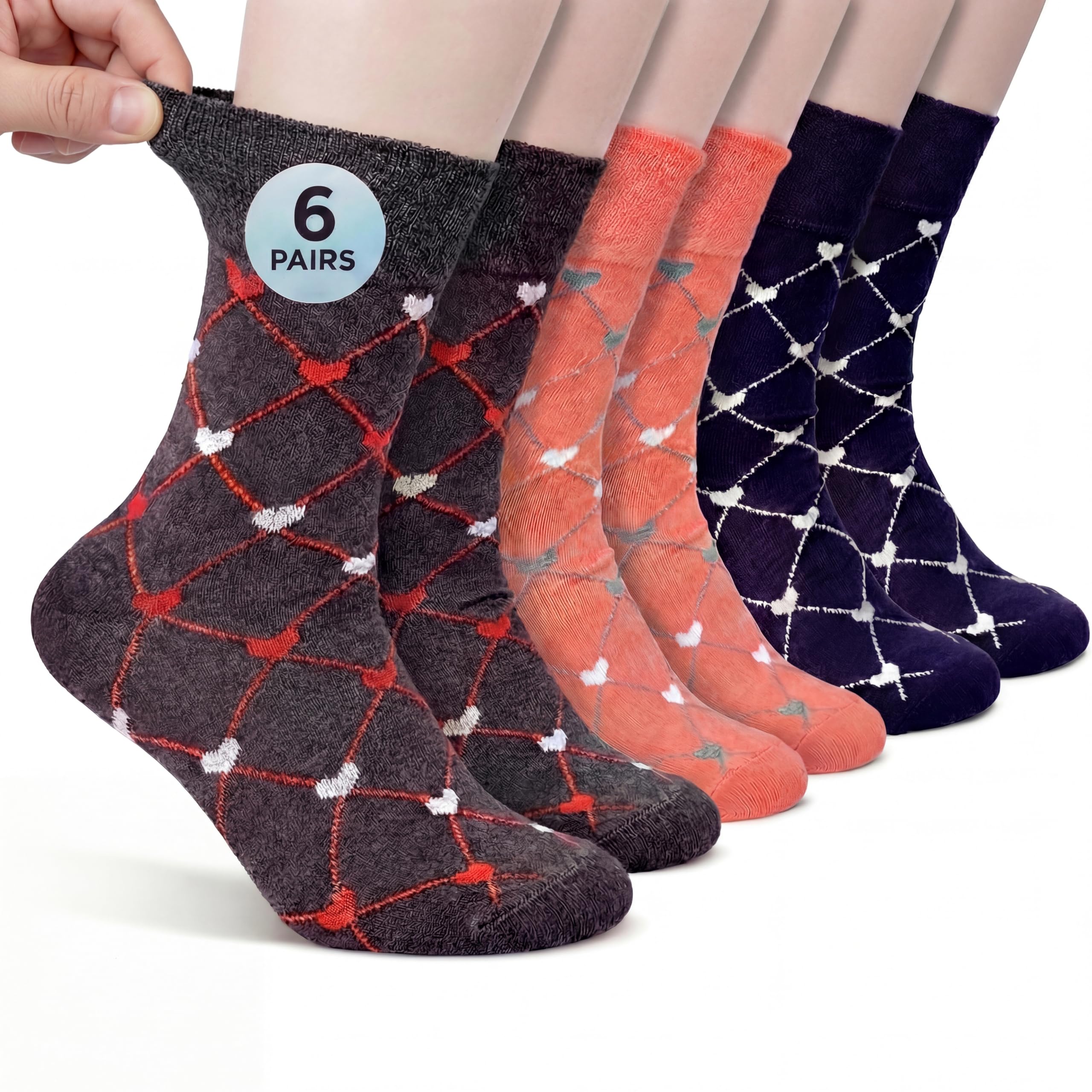 Towelogy Women's Patterned Diabetic Socks | Cotton Rich Soft Top Socks With A Non Elastic Cuff To Support Circulation And Relieve Swollen Feet And Ankles | Diabetic Socks For | Uk Size 4-8 (6, )