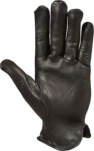 Miniatura 2 de Poygan - Guantes de piel de ciervo prémium para hombre, color negro, mediano  Guantes de trabajo de cuero suave de grano completo sin forro con