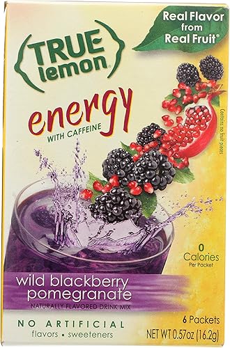 True Lemon (bebidas energéticas), granada de mora silvestre, mezcla de bebida en polvo instantánea, 6 unidades (paquete de 4)