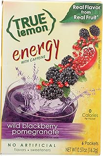 True Lemon (Energy Drinks) Wild Blackberry Pomegranate, Instant Powdered Drink Mix, 6 Count (Pack of 4)