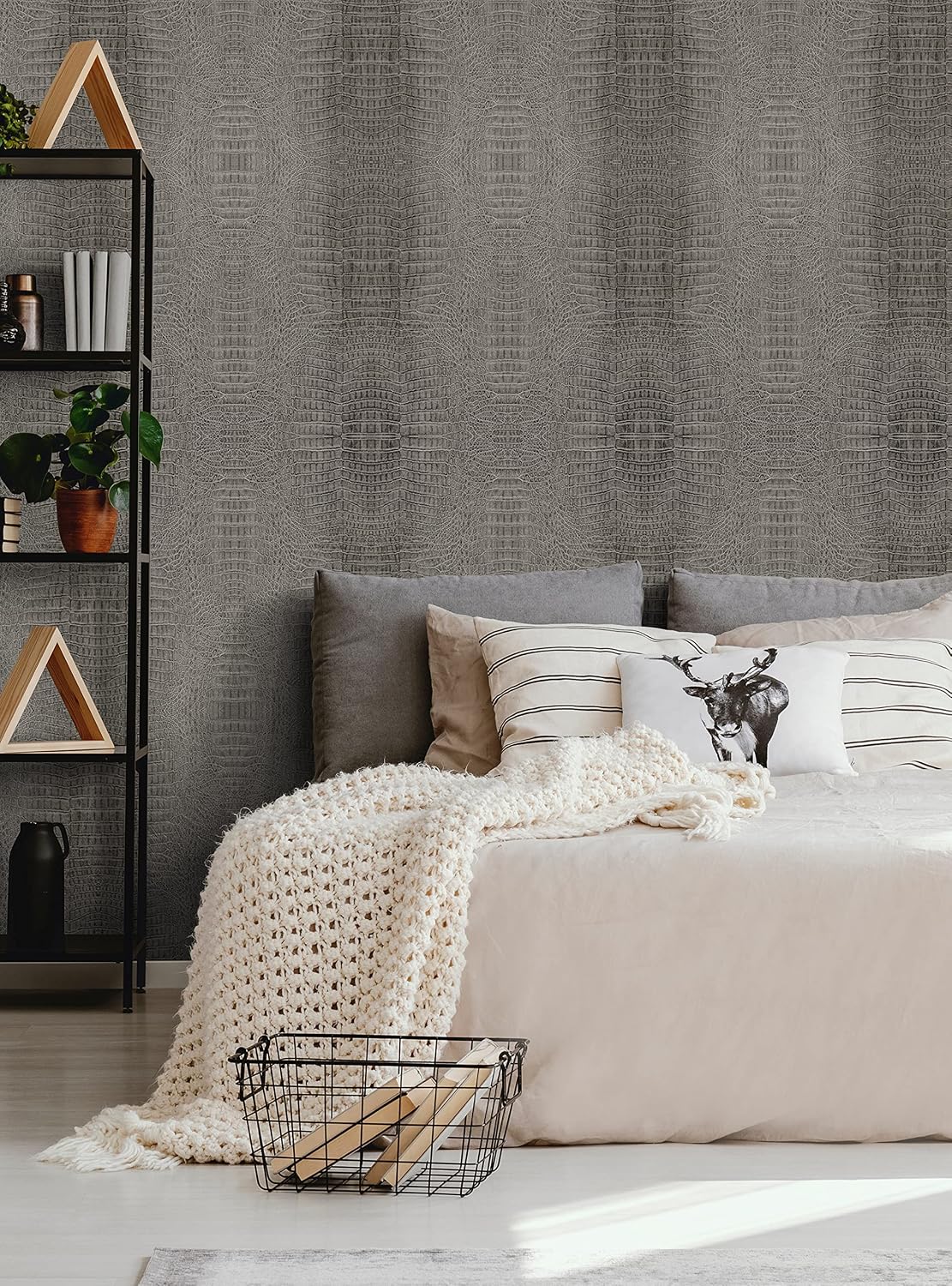 Crocodile Peel and Stick Wallpaper (Grey, Single Sheet - 2x9 Feet)