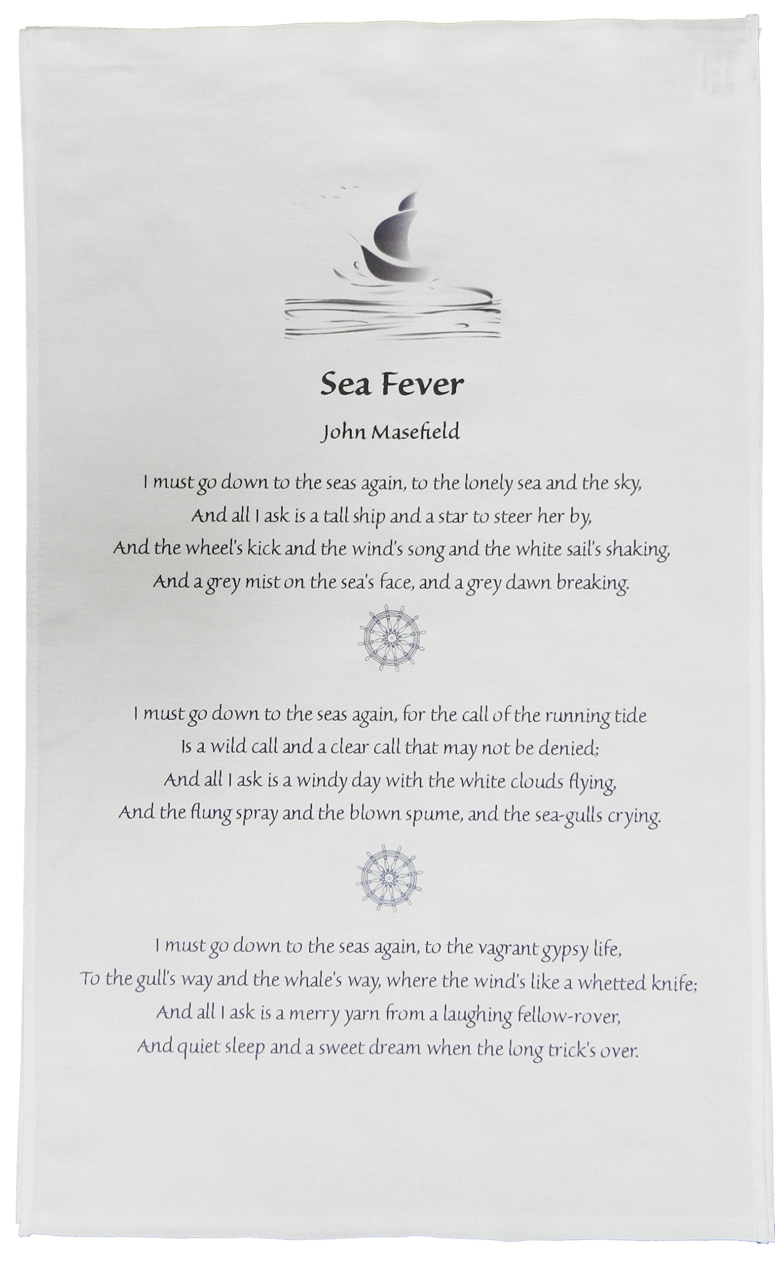 Half A Donkey White Sea Fever Poem By John Masefield Large Cotton Tea Towel
