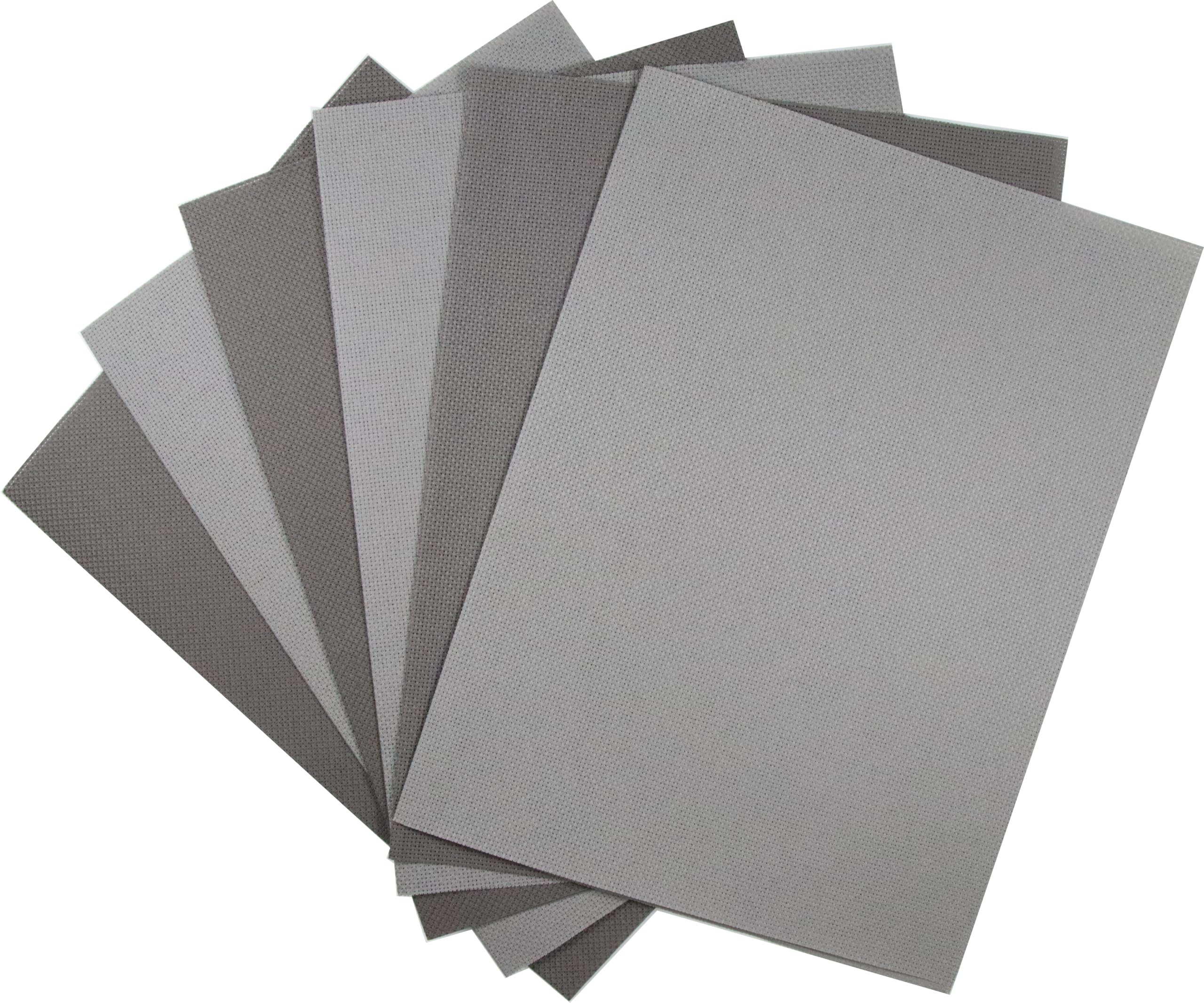 KCS 4/6 pc of 12" x 18"(30cmx45cm) 16 Count Cotton Aida Cloth Cross Stitch Fabric (6 pc,Medium Grey+Dark Grey)
