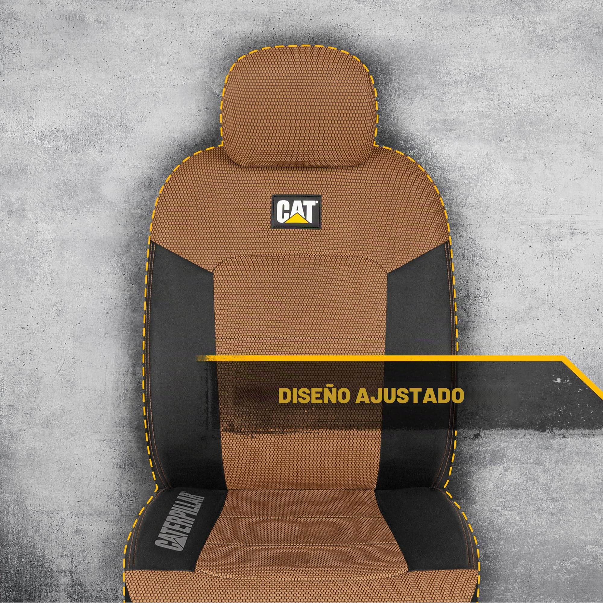 Cat® MeshFlex - Fundas de Asiento para automóviles, Camiones y SUV (Juego de 2) - Fundas de Asiento de Coche Beige para Asientos Delanteros, Protectores de Asiento de camión con cómodo Respaldo de