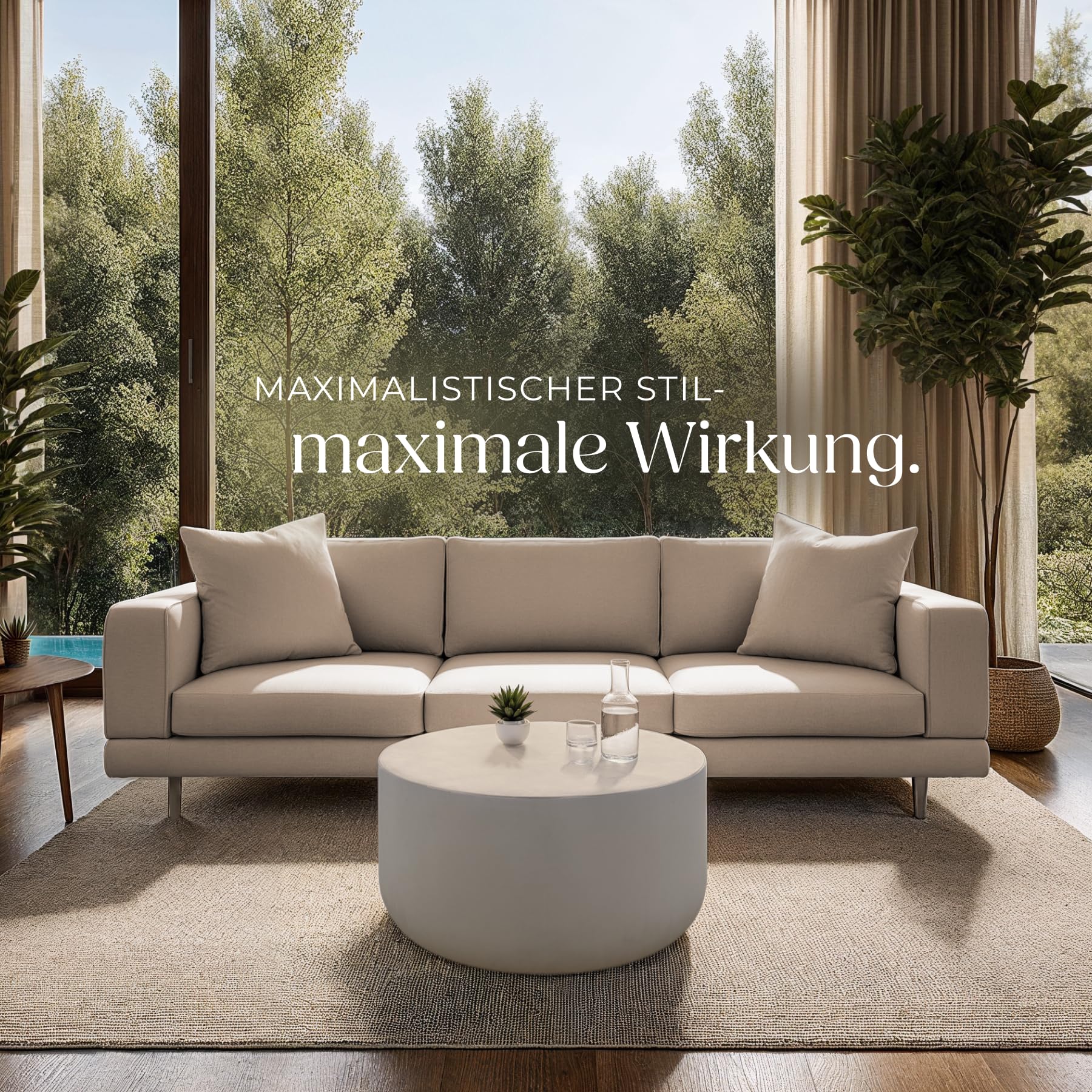 tectake® Couchtisch rund, Beistelltisch für in- und Outdoor, runder Side Table als Wohnzimmer oder Balkon Möbel, als Coffee Table, Gartentisch, Couch Tisch, Aesthetic Room Decor - weiß
