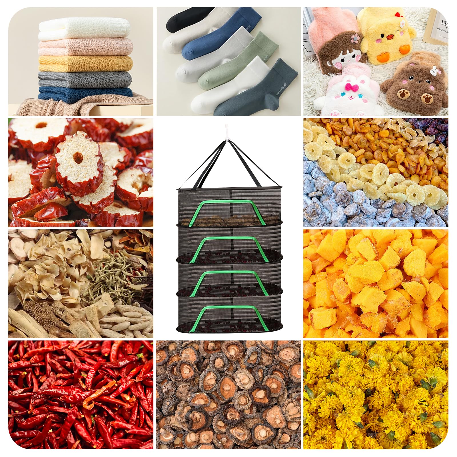 Rete Di Essiccazione Per Erbe - 4 Strati Pieghevole Con Chiusura Lampo - Foto 2