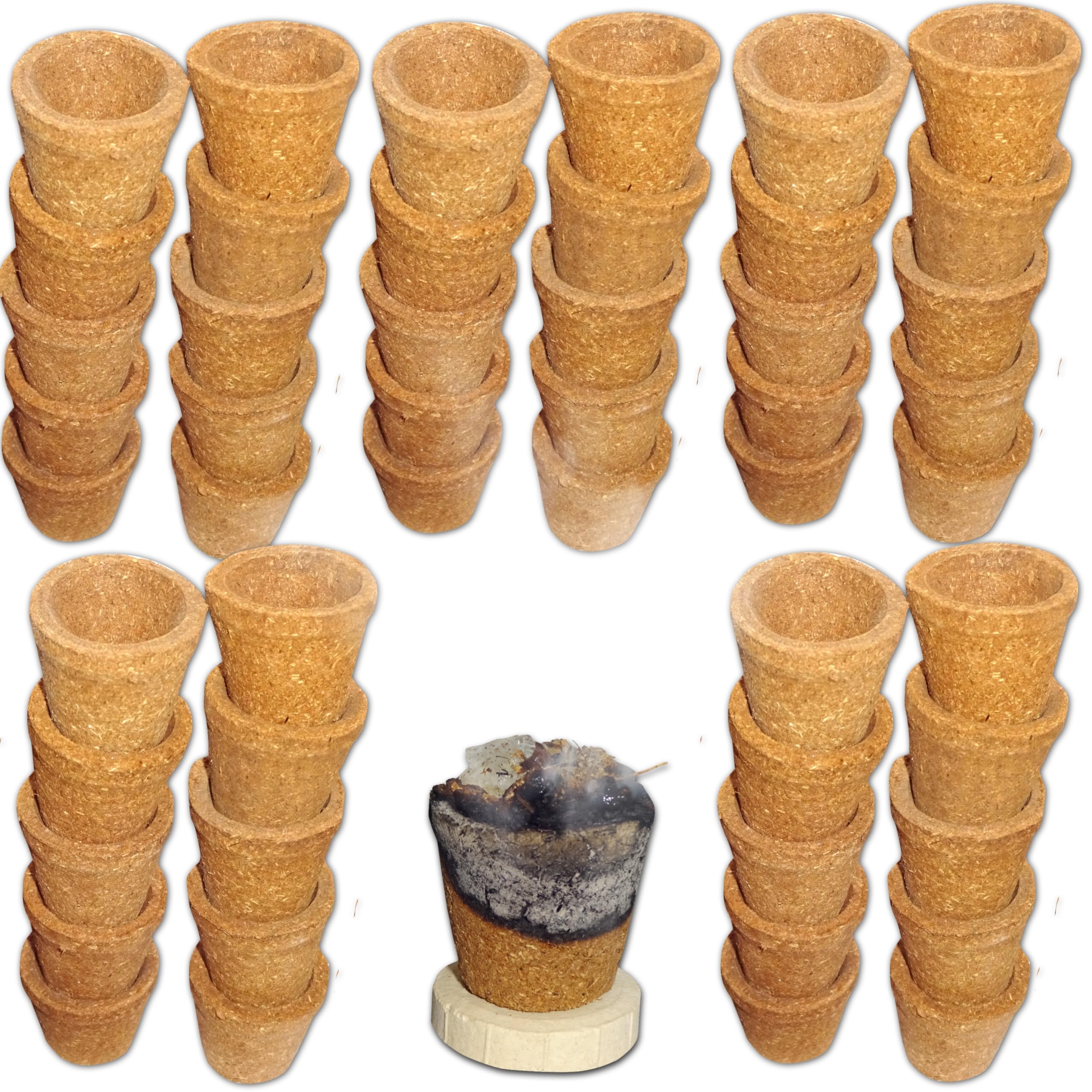 Devyagya 50 Cow Dung Empty Sambrani dhoop Cup for Pooja with 1 Ceramic Holder | Organic Cup for Daily Pooja and Festivals | Natural Dhoop | Organic Dhoop | Charcoal Free | Large Cup | Gomay Dhoop-image-33
