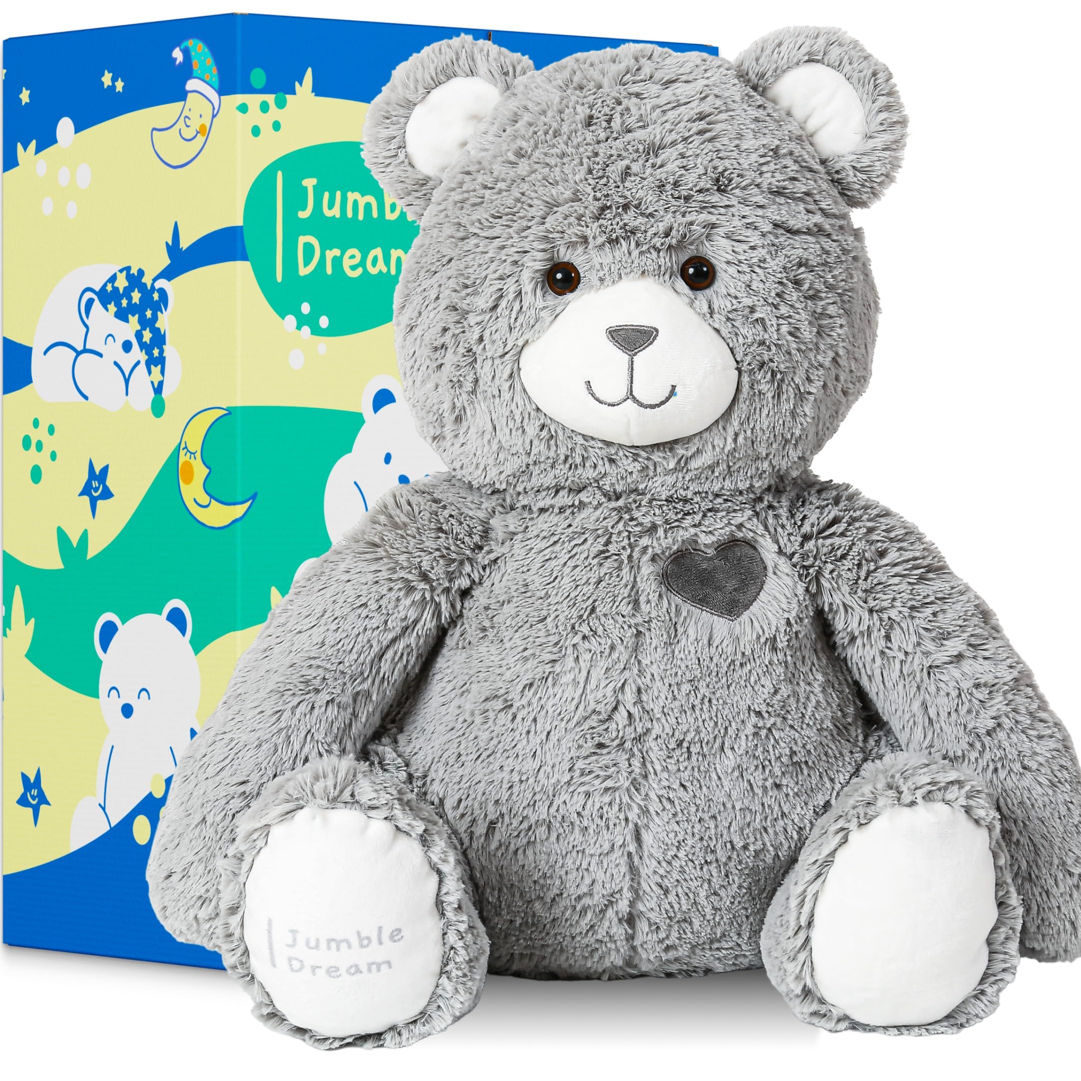 Jumble Bear 1.8kg Weighted Teddy Bear Soft Toy – Large Soft Plush Animal for Toddlers, Kids, Teens & Adults – Sensory Weighted Plush Toy Stuffed Animal for Comfort for Boys & Girls