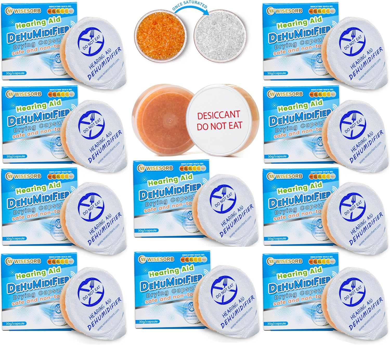 Wisesorb 10 Pieces Hearing Aid Dryer, Hearing Aid Dryer Capsules Bricks, Hearing Aid Accessories