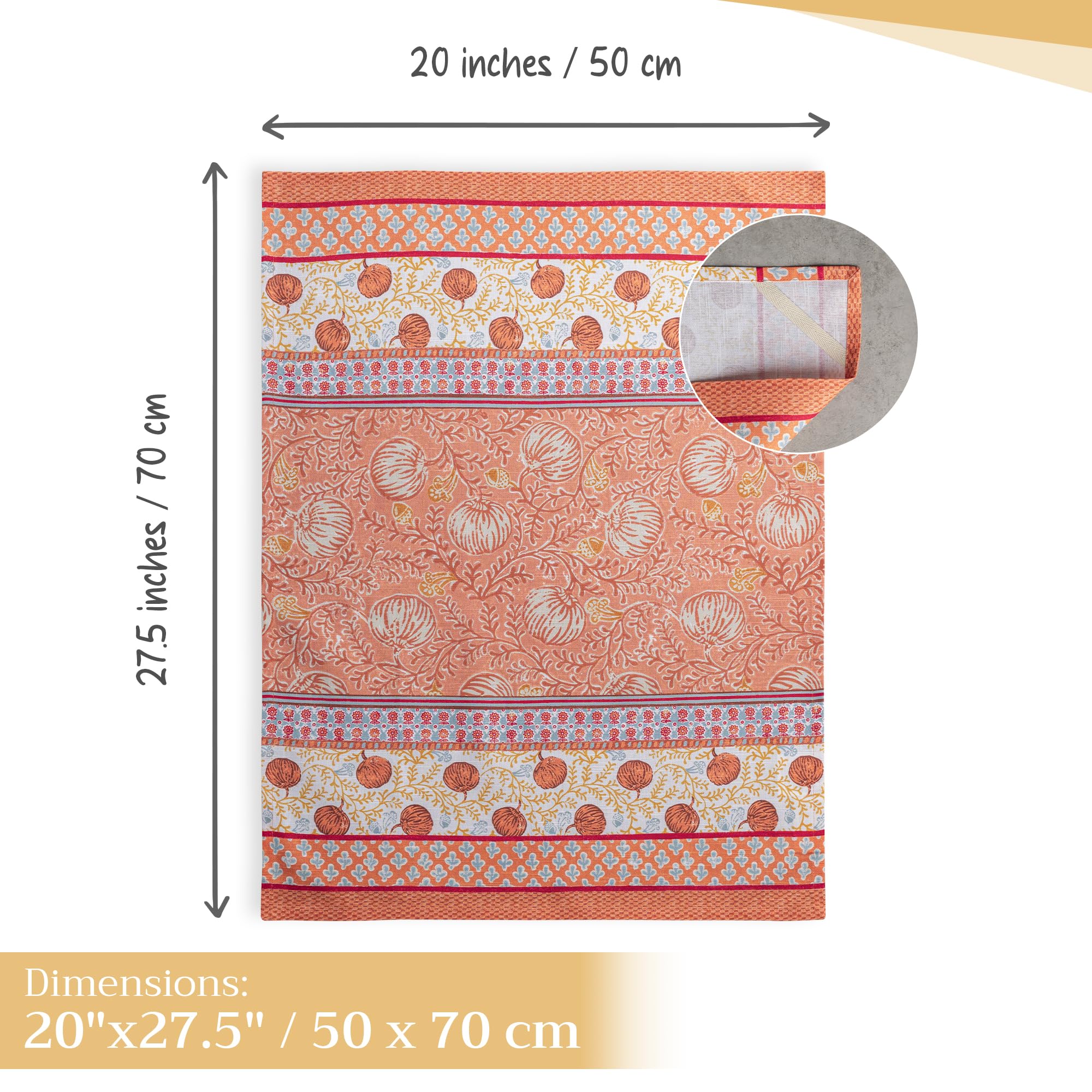 Maison d' Hermine Kitchen Towels Set of 3 100% Cotton 70 CM x 50 CM Reusable Cloth Tea Dish Towels Absorbent with Hanging Loop for Kitchen Dining Christmas Decorations (Harvest Festival) - Image 3
