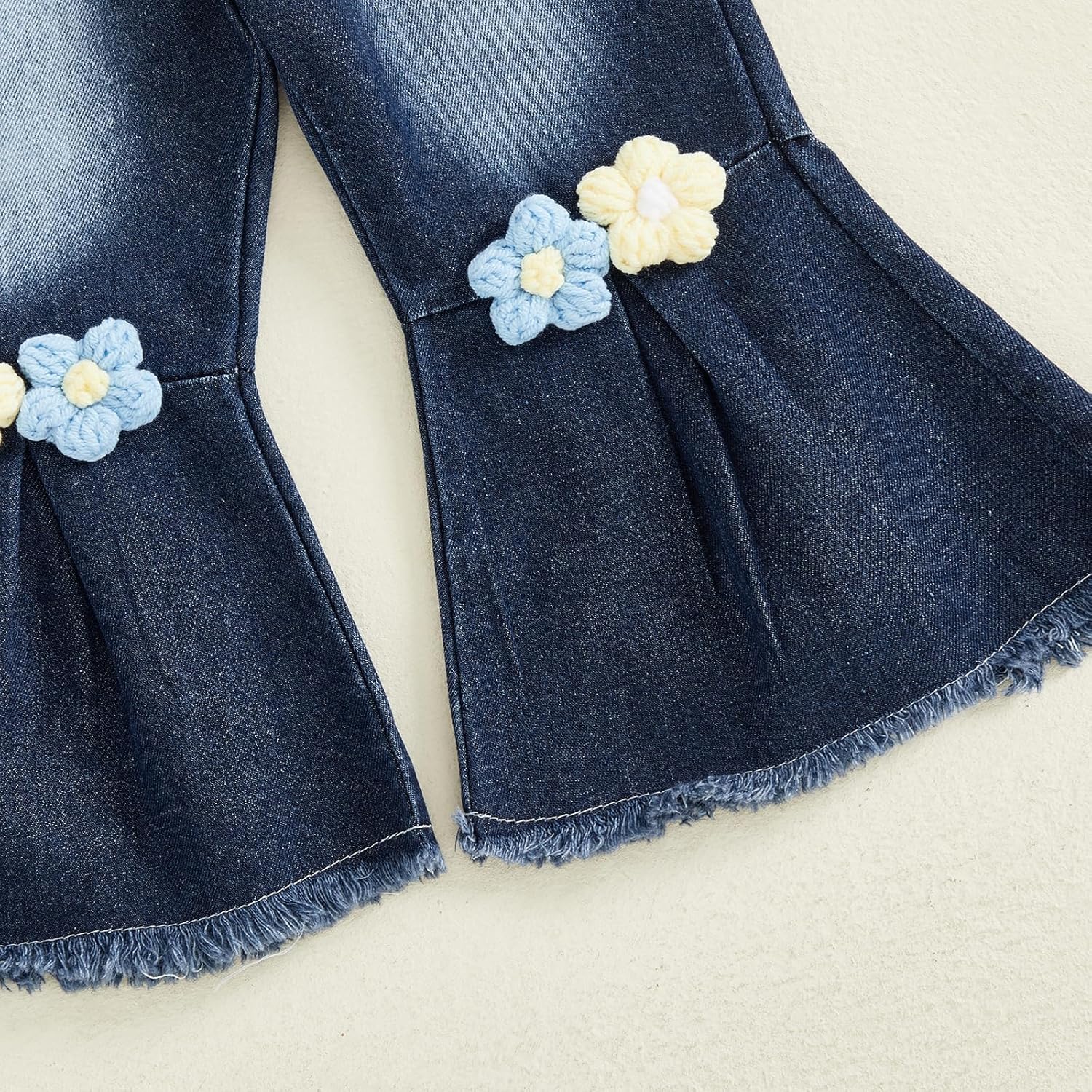 FYBITBO Toddler Baby Girl Clothes Fall Winter Baby Girl Outfit Floral Crewneck Sweatshirt Bell Bottom Jeans Pants Set - Image 5