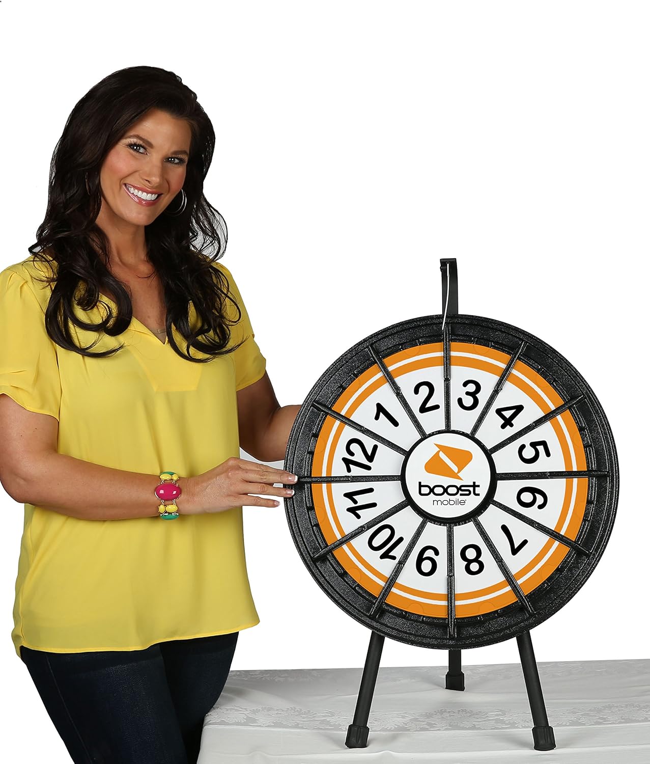 Prize Wheel 20.5 Inch Spinning Wheel for Prizes – 12 Slot Tabletop Spin The Wheel Game for Events, Trade Shows, Classrooms – Sturdy ABS Plastic and Collapsible Steel Frame