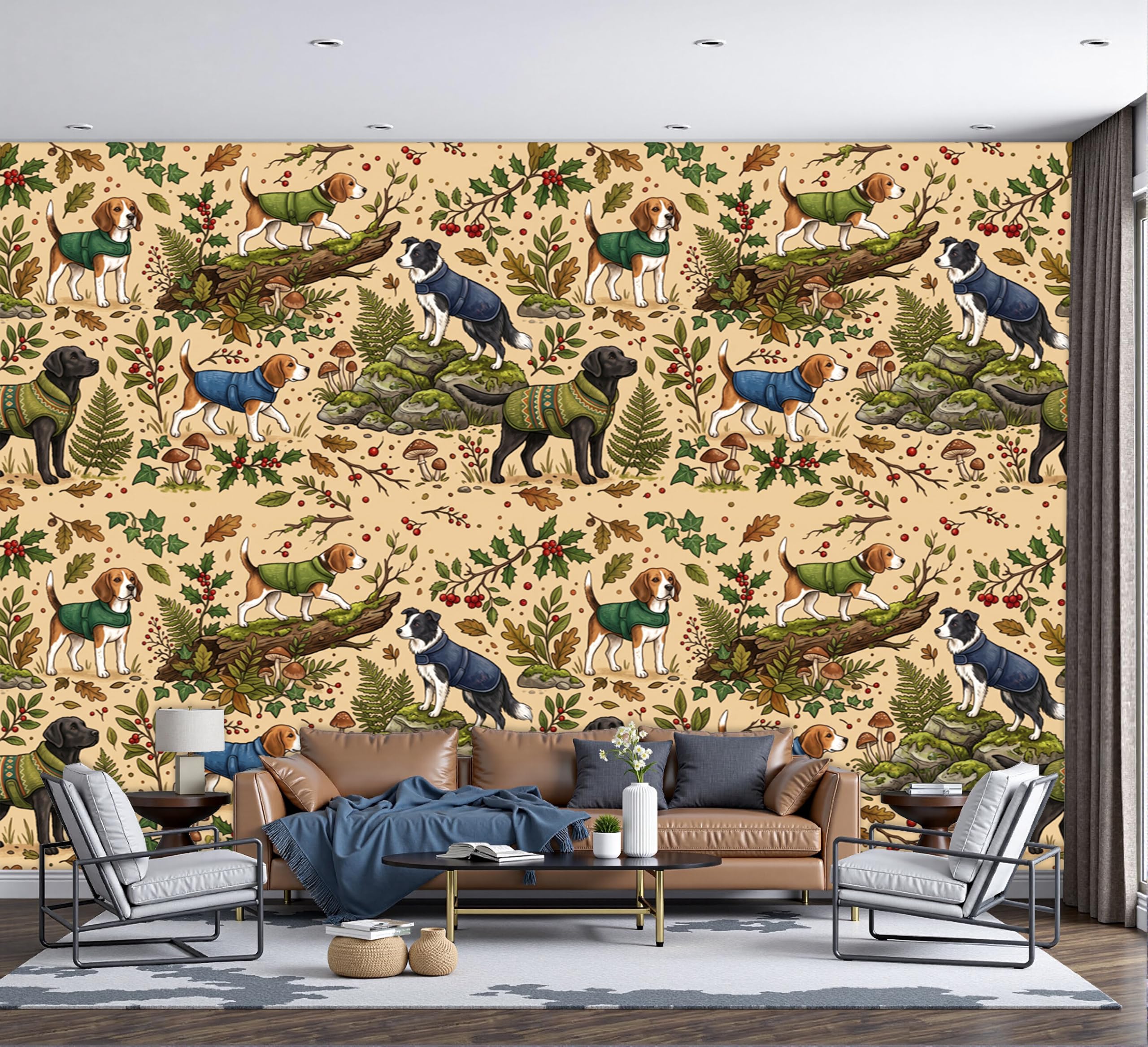 Papel pintado mural sabueso beagle 200x140cm para salon y dormitorio