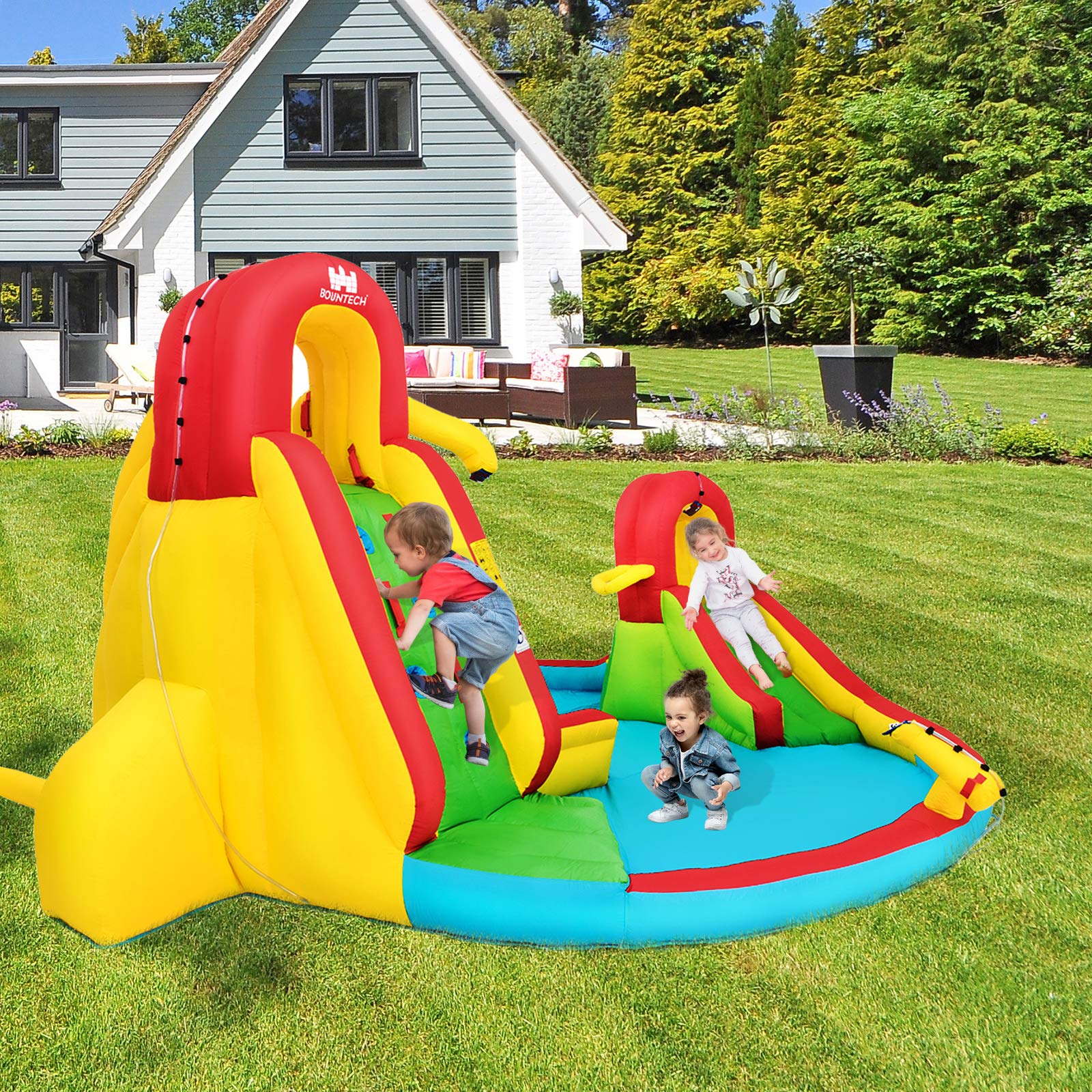 GOPLUS 7 en 1 Château Gonflable Enfants 3-10 Ans Aquatique sans GOPLUS 7 en 1 Château Gonflable Enfants 3-10 Ans Aquatique sans