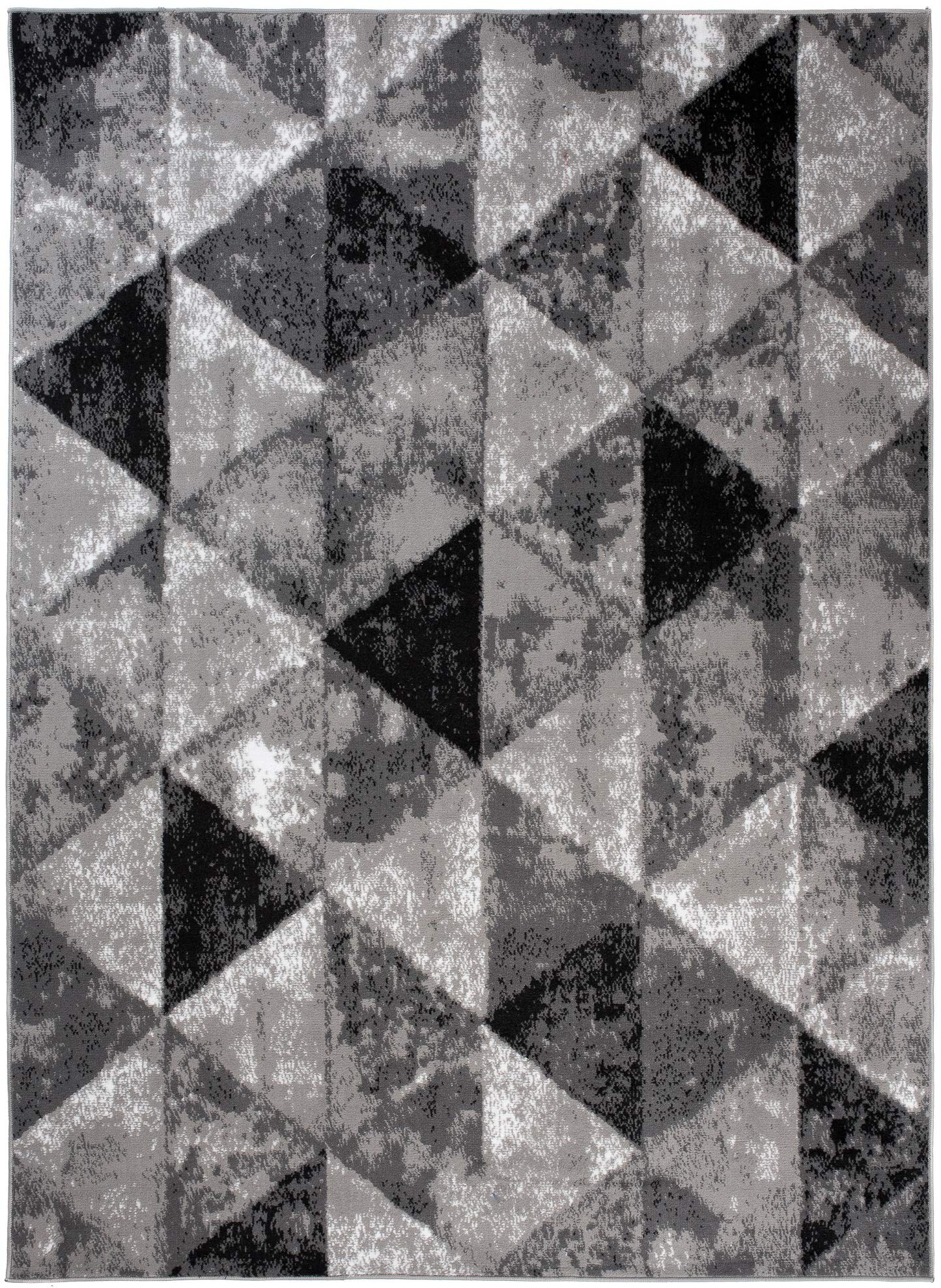TAPISO Luksusowy dywan z krótkim włosiem, szary, czarny, kremowy, nowoczesny, trójkąty, geometryczny, melanż, wzór do salonu, sypialni, Ökotex 160 x 220 cm