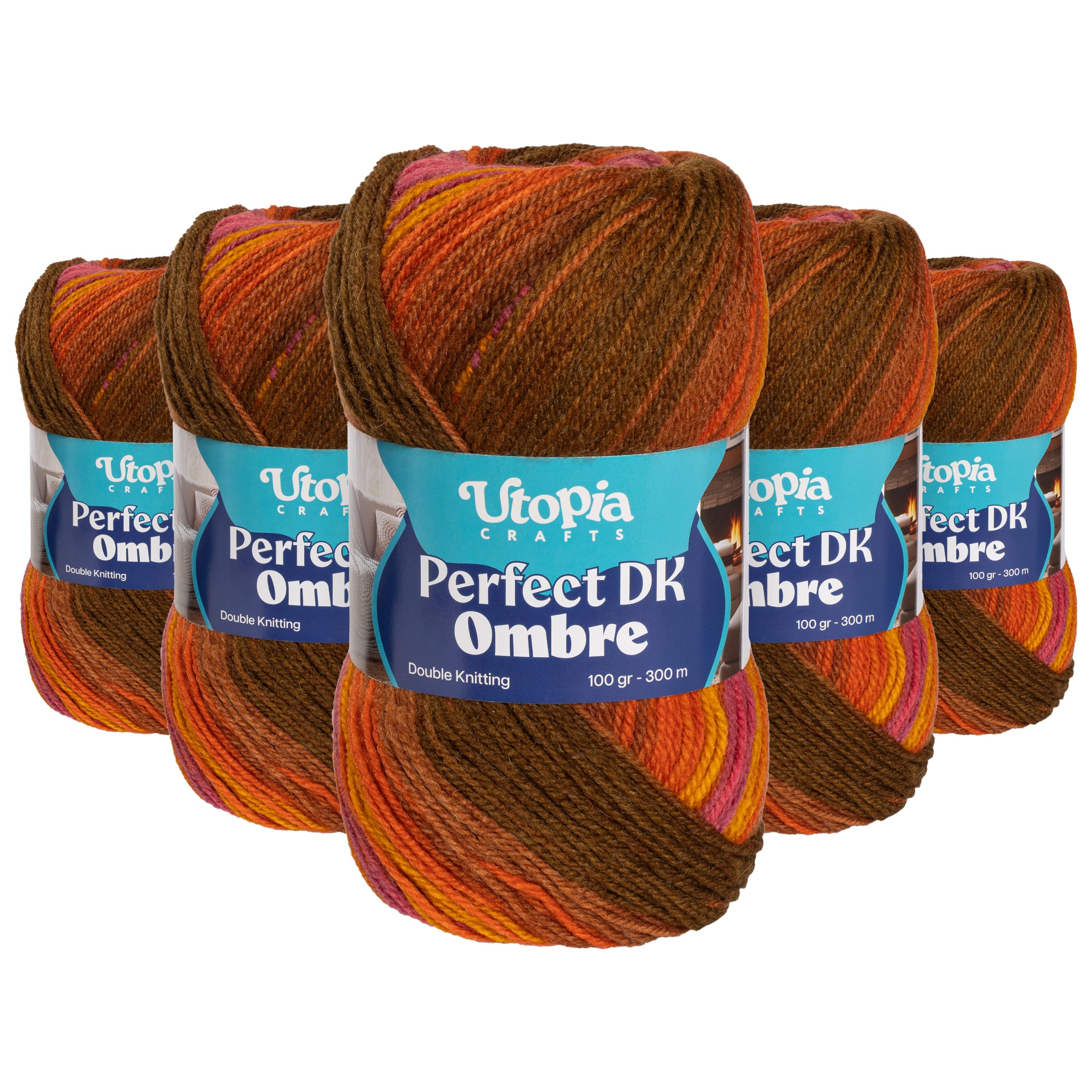 Utopia Crafts DK Ombre Multicolour Double Knitting Yarn 5X 100g (006)