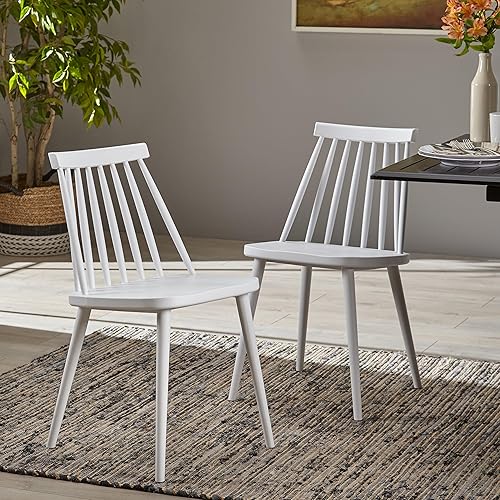 Miniatura 2 de Juego de 2 sillas de comedor con respaldo de husillo, sillas de escritorio de polipropileno estilo granja y juegos de mesa y sillas para asientos de