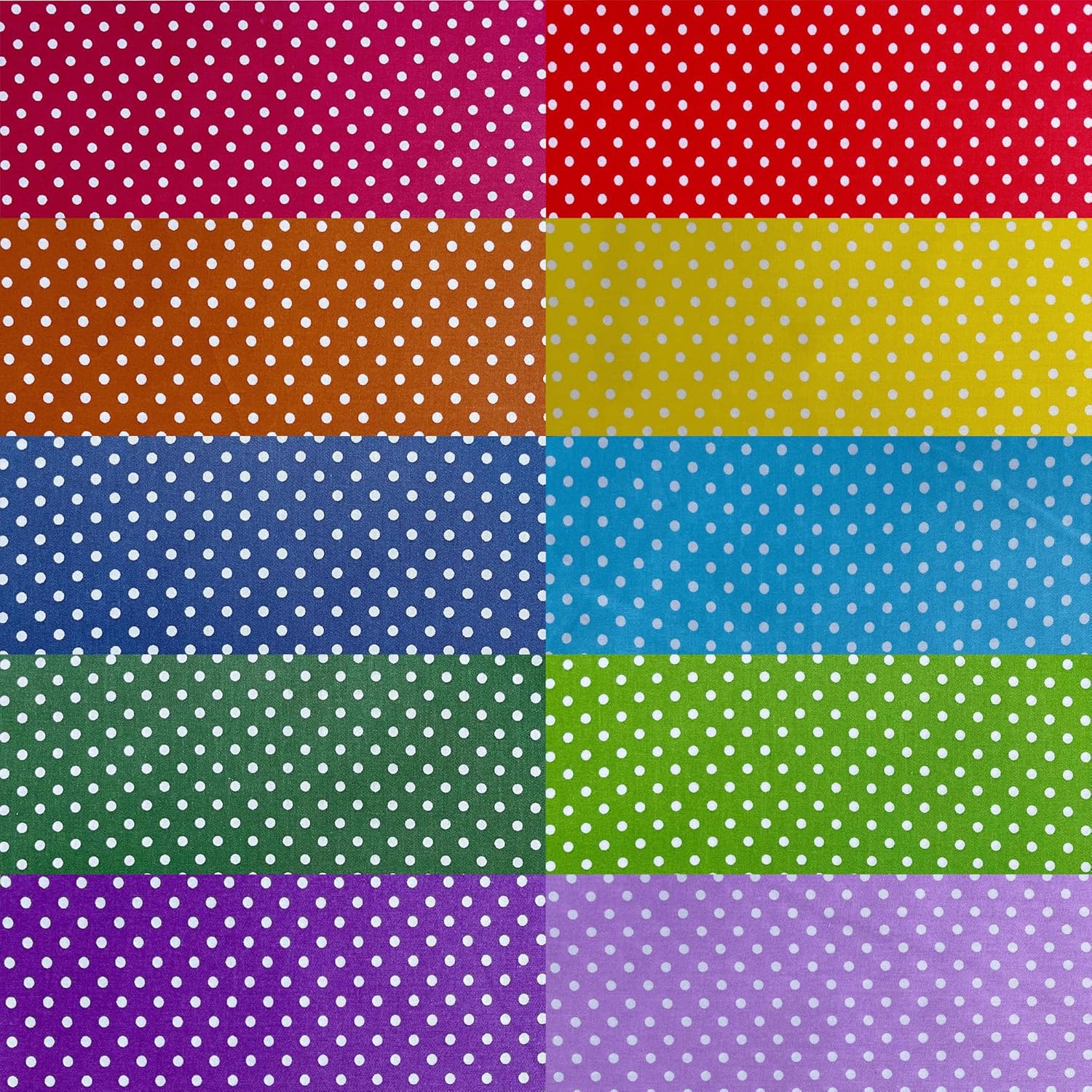 50pcs 12 x 12 inches Multicolor Cotton Fabric Bundle Squares for Quilting Sewing, Precut Fabric Squares for Craft，Dot