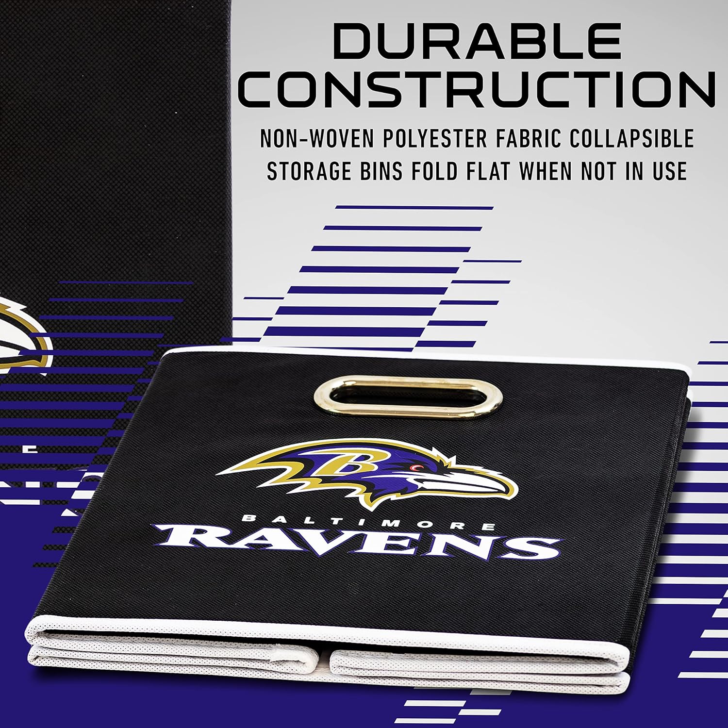 Franklin Sports NFL Storage Bins - Collapsible Cube Container + Basket - NFL Office, Bedroom + Living Room - 11"x11" - Image 3