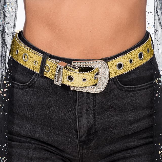 Chaks - Cinturón de strass para mujer de 120 cm, cinturón de cintura