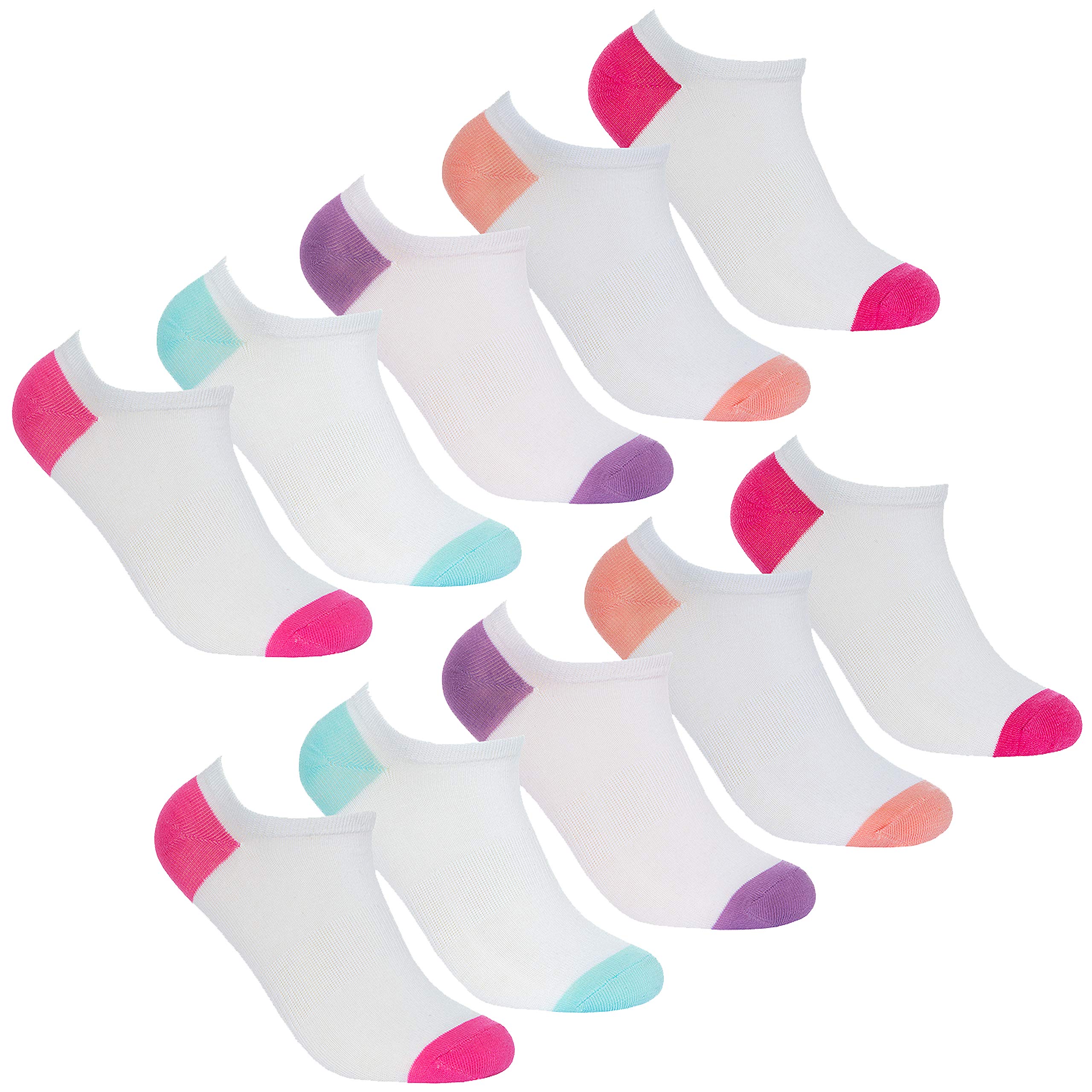 Red Tag Active Women's 10 Pairs Pastel Colours Redtag Ankle Socks 10 Pair Multipack Trainer Liners Purple 4-8