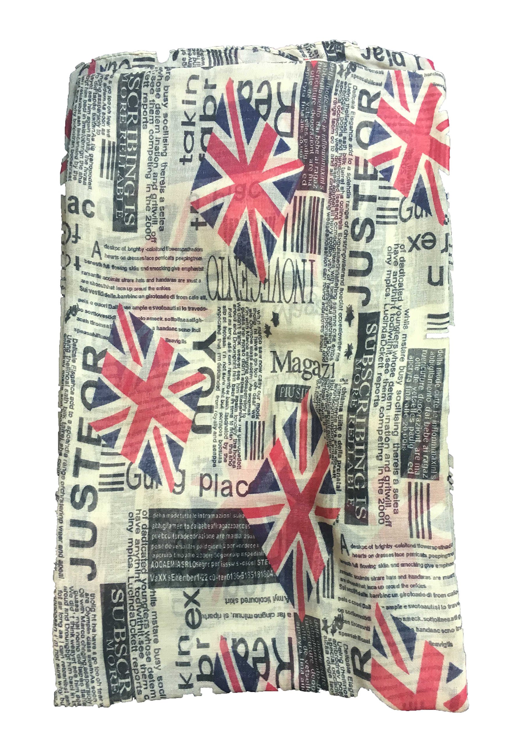 Cambridge Style Union Jack Newspaper Scarf - Newspaper Union Jack, London, English Scarf Beige
