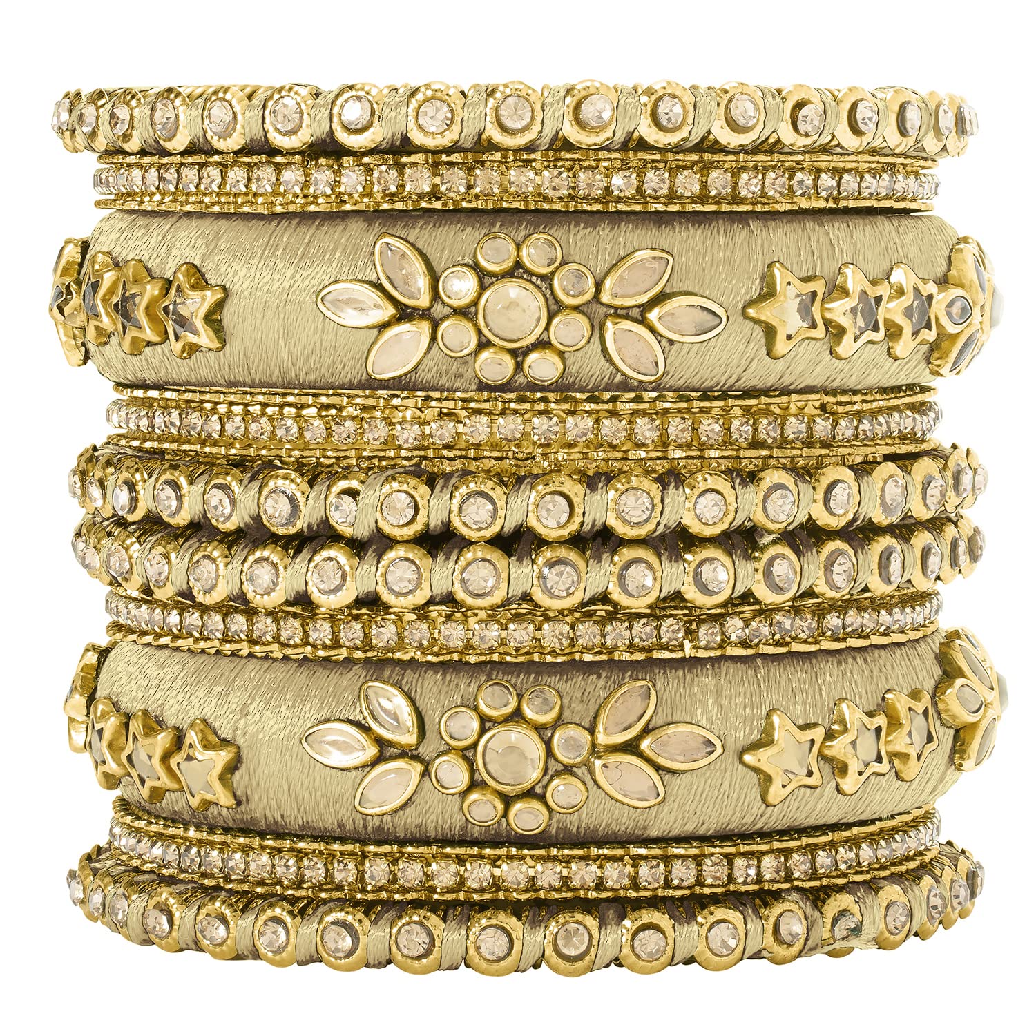 Peora Silk Thread Kundan Studded Floral Bangle Chuda Chura Set for Women Girls(Size - 2.6) (B09KLT69R2) Amazon Price History, Amazon Price Tracker