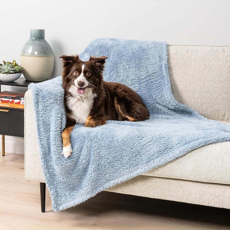 Manta Sherpa Macia e Reversível para Cães e Gatos PetAmi Dusty Blue 101,6 x 152,4 cm