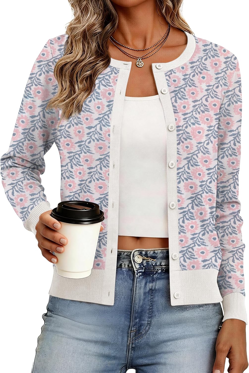 Women's Cardigan Sweaters Lightweight Crew Neck Button Down Long Sleeve Spring Outfits Fashion Clothing 2026