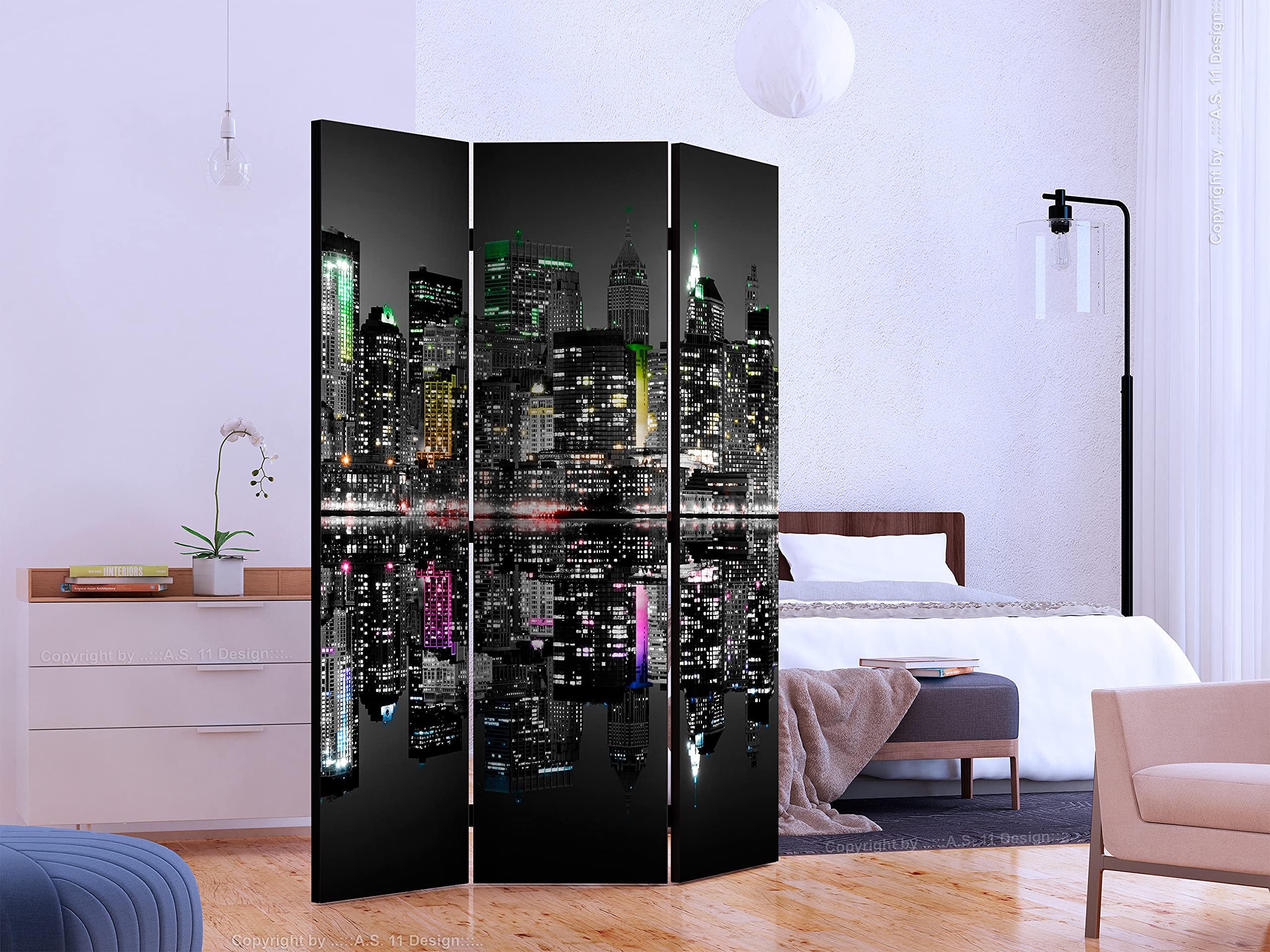 murando - Paravento da Interno Architettura 135x172 cm 3 Pannelli - Stampa Unilaterale su Tela in TNT - Separe per Ufficio Ambienti Paraventi Decorazioni Moderno Soggiorno - Città d-C-0109-z-b