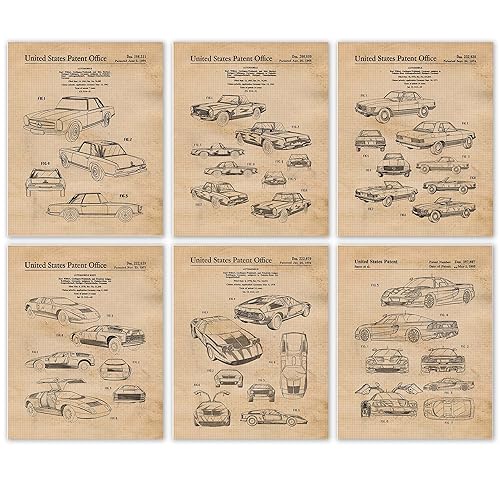 Vintage Mercedes Benz Patent Prints 6 8x10 Unframed Photos Wall Art Decor Gifts Under 20 for Home Office Mechanic Engine Garage Shop Man Cave