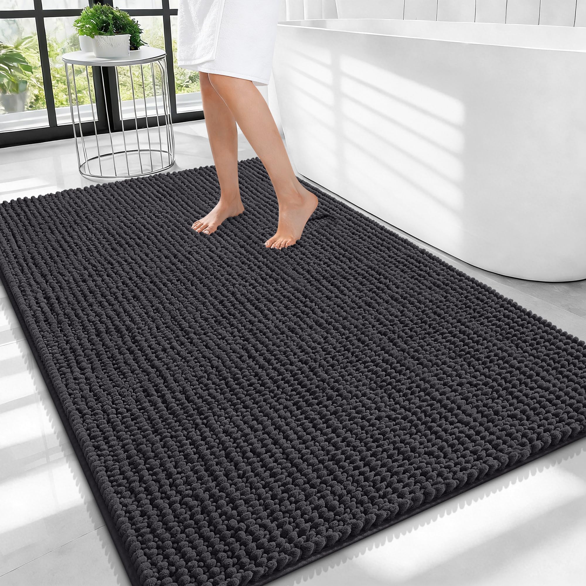 Photo 1 of ***STOCK PHOTO REFERENCE **OLANLY Thick Chenille Large Bathroom Rugs Mats 40x32, Dark Grey