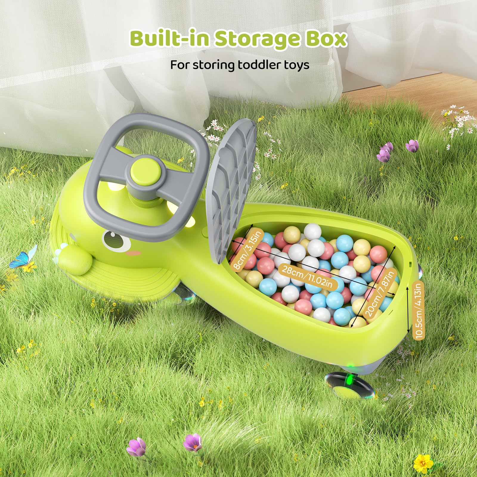 Coche de Bebé con Volante 360°, Coche Deslizador con Música y Ruedas Brillantes para Niños Pequeños, Asiento de Seguridad, Regalo 1-3 Años