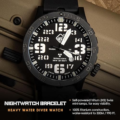 Vista 25 de HAZARD 4 Heavy Water Diver™ : Titanium Tritium Dive-Watch BlackTie Blanco
