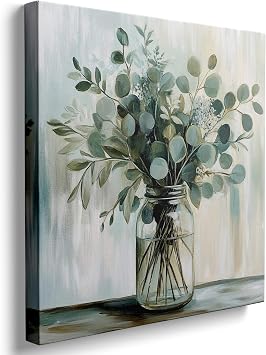 DUFIPOR Botanical Eucalyptus Leaf Watercolor Floral Canvas Wall Art