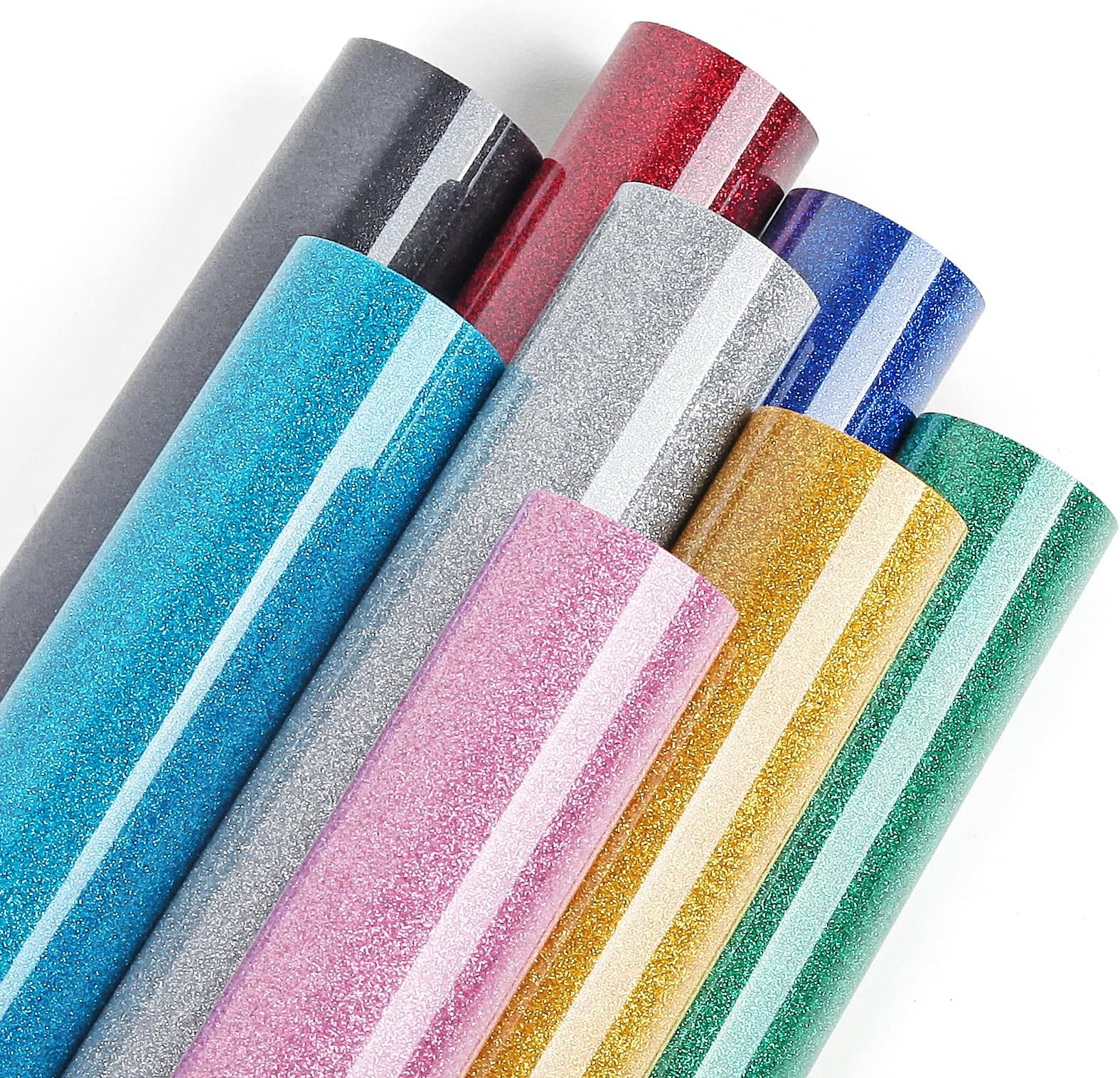 Lya Vinyl Glitter Heat Transfer Vinyl for Cricut (Muticolor-8 Pack)