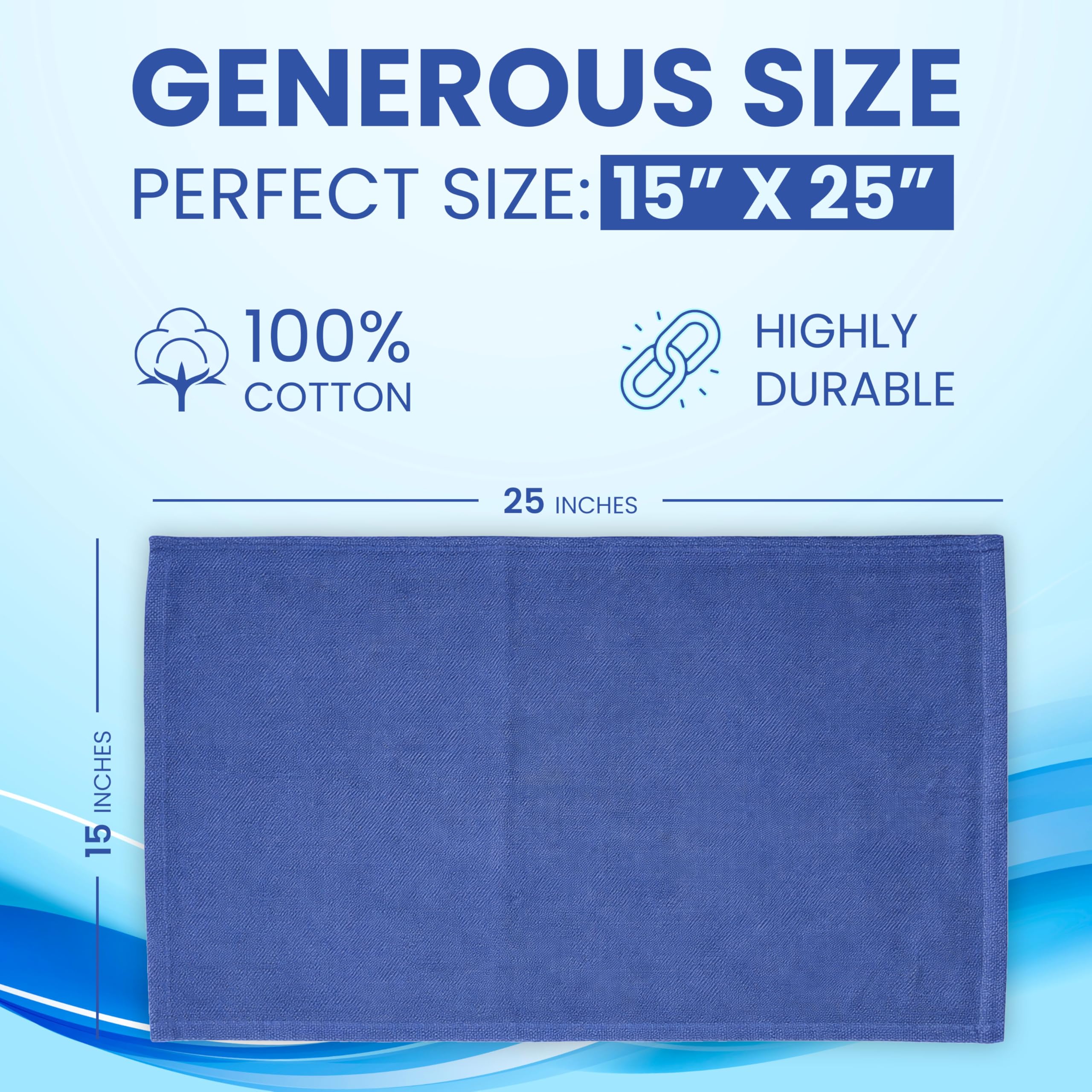 Blue Huck Towels - Paquete de 50 toallas de limpieza a granel, multiusos para ventanas, vidrio, mecánico, garaje y comerciales, paños absorbentes 100% algodón prelavados, tamaño de 15 x 25