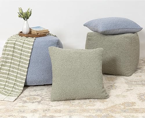 Miniatura 93 de L.R. Resources Inc LR Home Puf otomano de transición de poliéster gris/marfil para decoración del hogar | Reposapiés hecho a mano para decoración de
