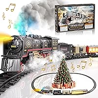 Funwee Electric Train Set with Realistic Smoke, Lights & Sounds - Track Toy for Kids 3-7, Perfect Under Christmas Tree Birthday Gift