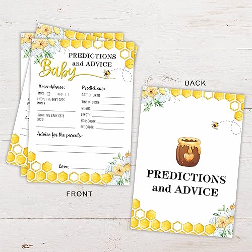 Miniatura 3 de Honey Bee - Tarjetas de juego con temática de baby shower, predicciones y consejos de doble cara, paquete de 30 (5 x 7 pulgadas) (BABYYX-001)