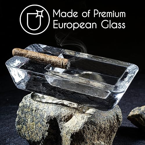 Miniatura 4 de Crystalia Cenicero de vidrio para cigarros, bandeja de ceniza transparente para exteriores, interiores, hogar, mesa, patio, oficina o restaurantes,