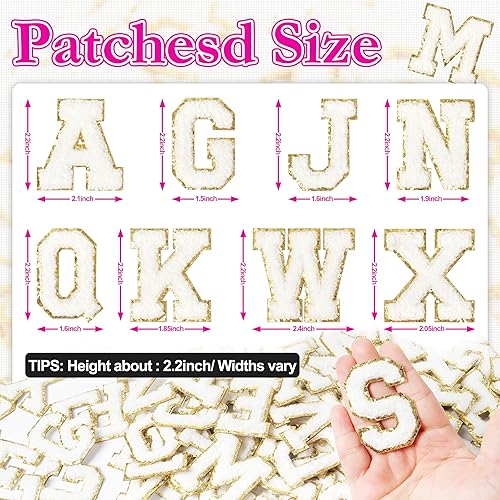 Miniatura 2 de Parches de letras de felpilla autoadhesivas NICEVINYL 104 piezas de parches de letras blancas para planchar para ropa, mochilas, apliques bordados,